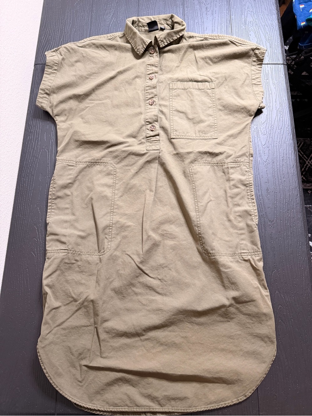 GAP Olive Button-Front Casual Shirt Dress